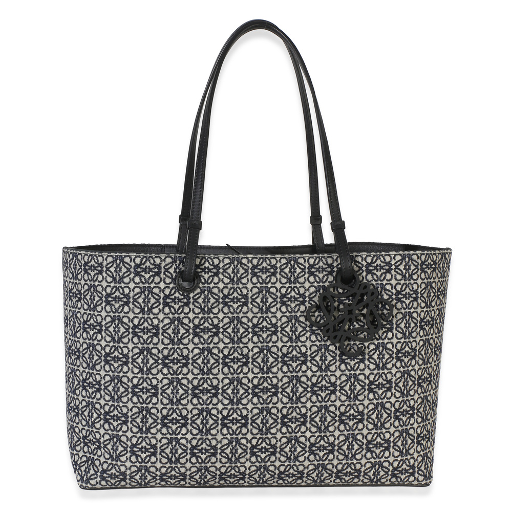 Loewe Navy Black Jacquard Anagram East West Tote